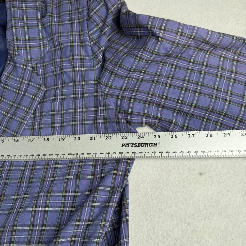 Eddie Bauer Mens XL Purple Plaid Cotton Blazer Single Button Vintage Jacket